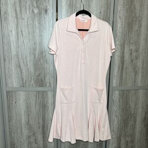 Ivy City Co Dress Size L Piper Short Mini Peach Houndstooth Collared